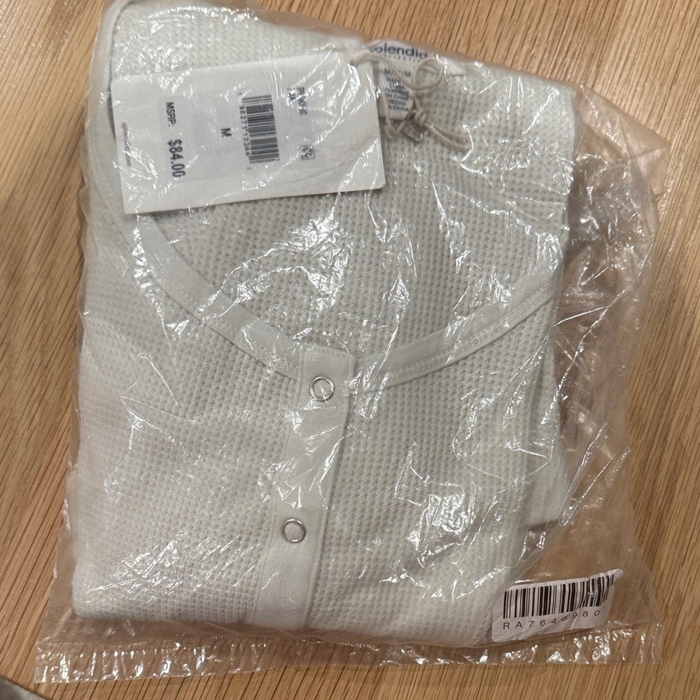 Splendid Women's Off-White Long Sleeve WaffleTee